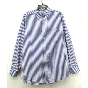 Cherokee Dress Shirt Mens Size XL Blue Orange Striped Button Down Collar